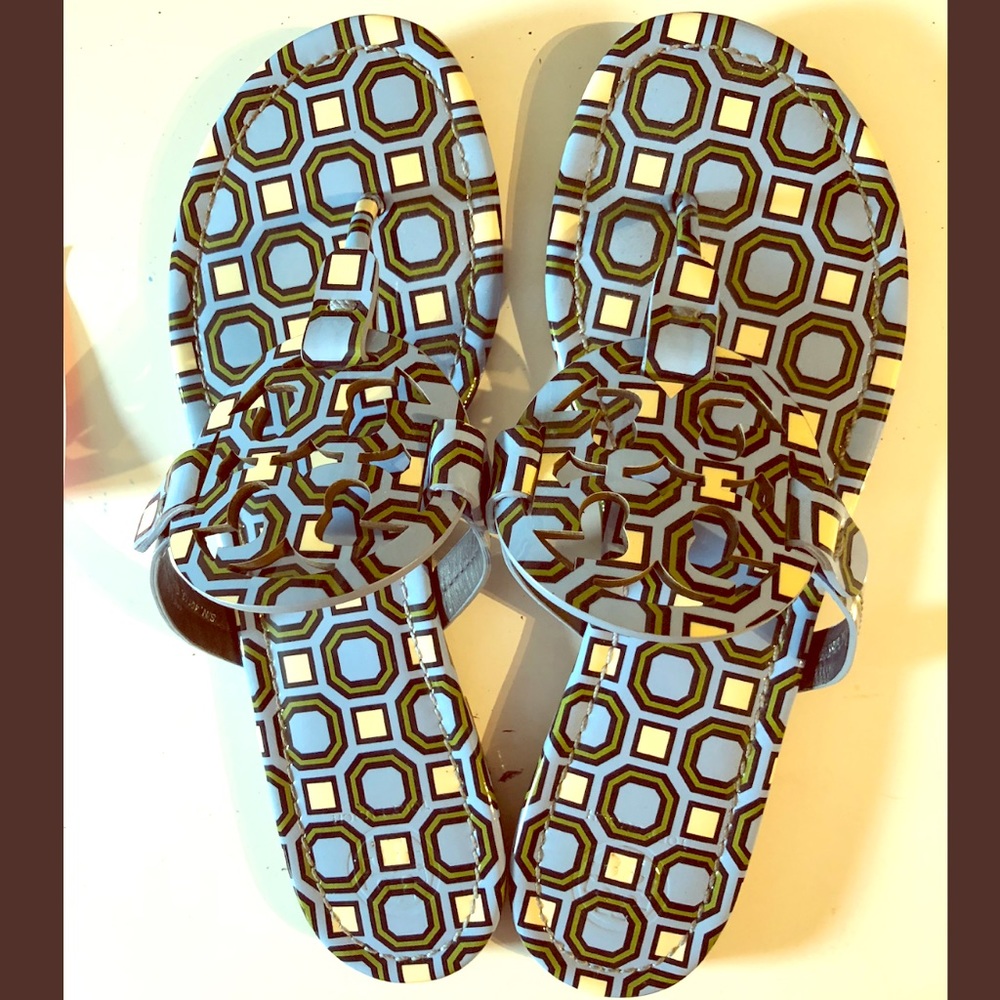 Tory Burch Millers Chambray Blue Octagon 9.5